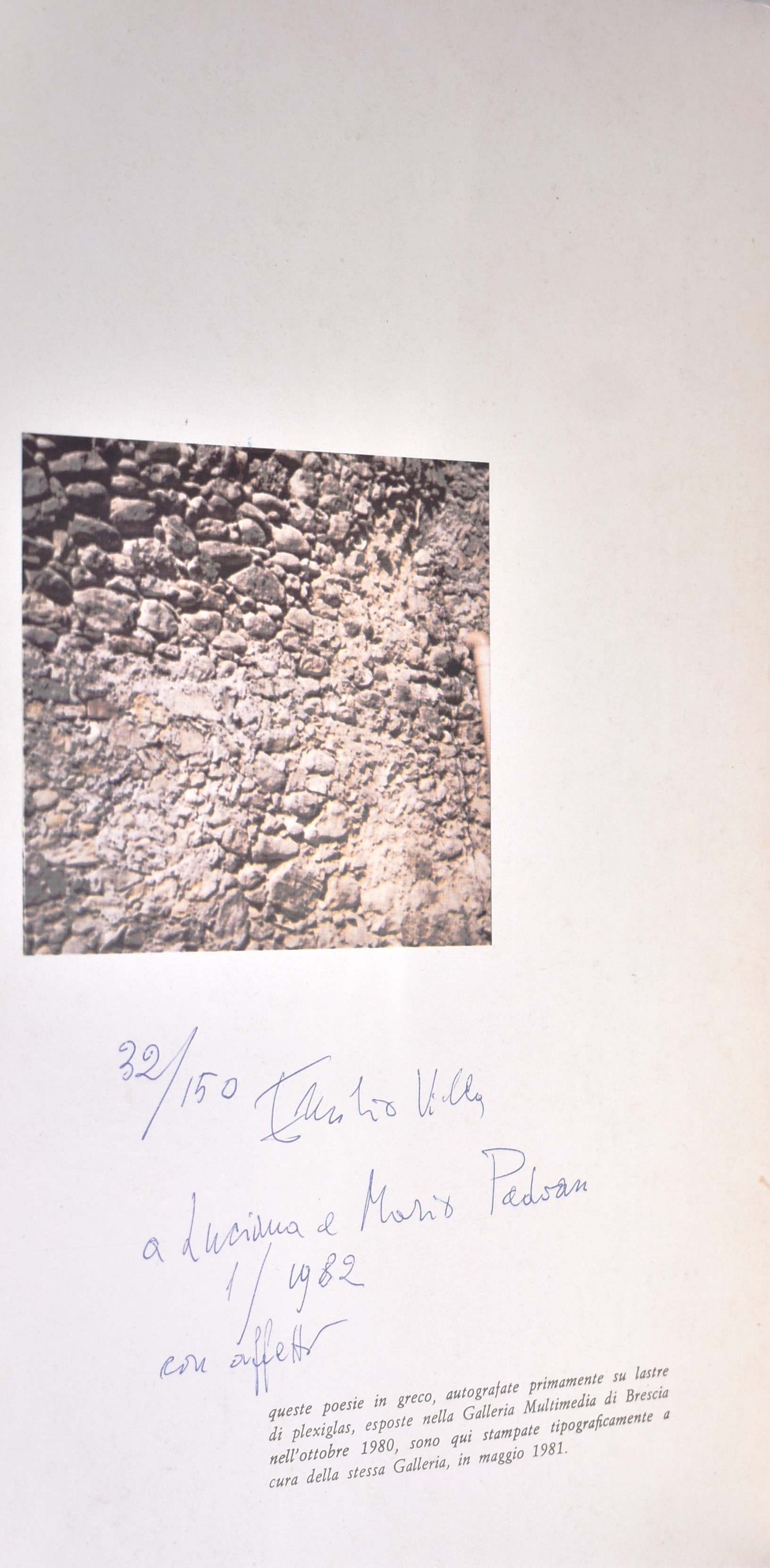 [libro D’artista] Villa, Emilio (1914-2003) : “le Mura di Tebe” Esemplare Autografato N. 32/150 G...