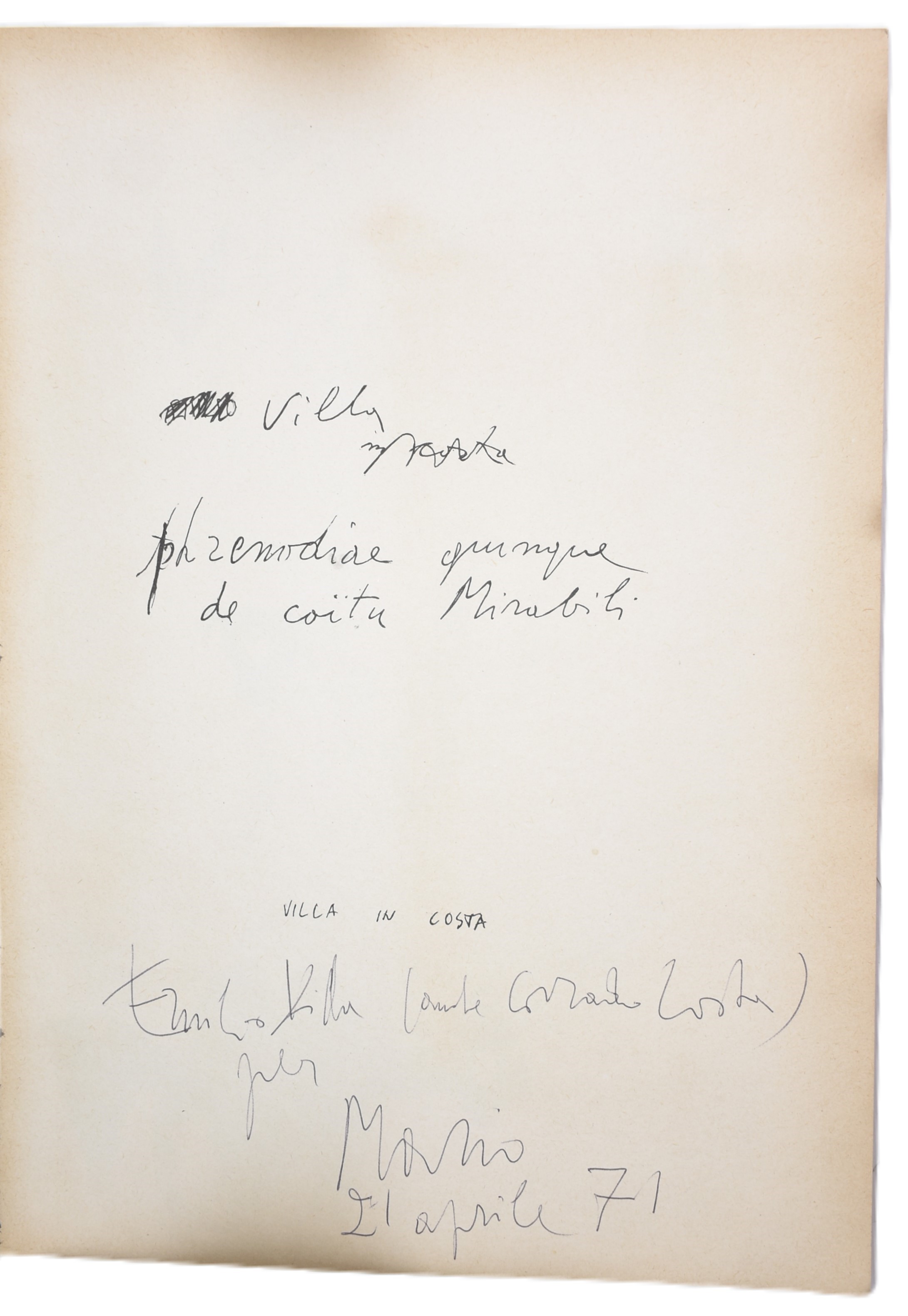 [libro D’artista] Villa, Emilio (1914-2003) / Costa, Corrado (1929-1991): Phrenodiae Quinque De C...