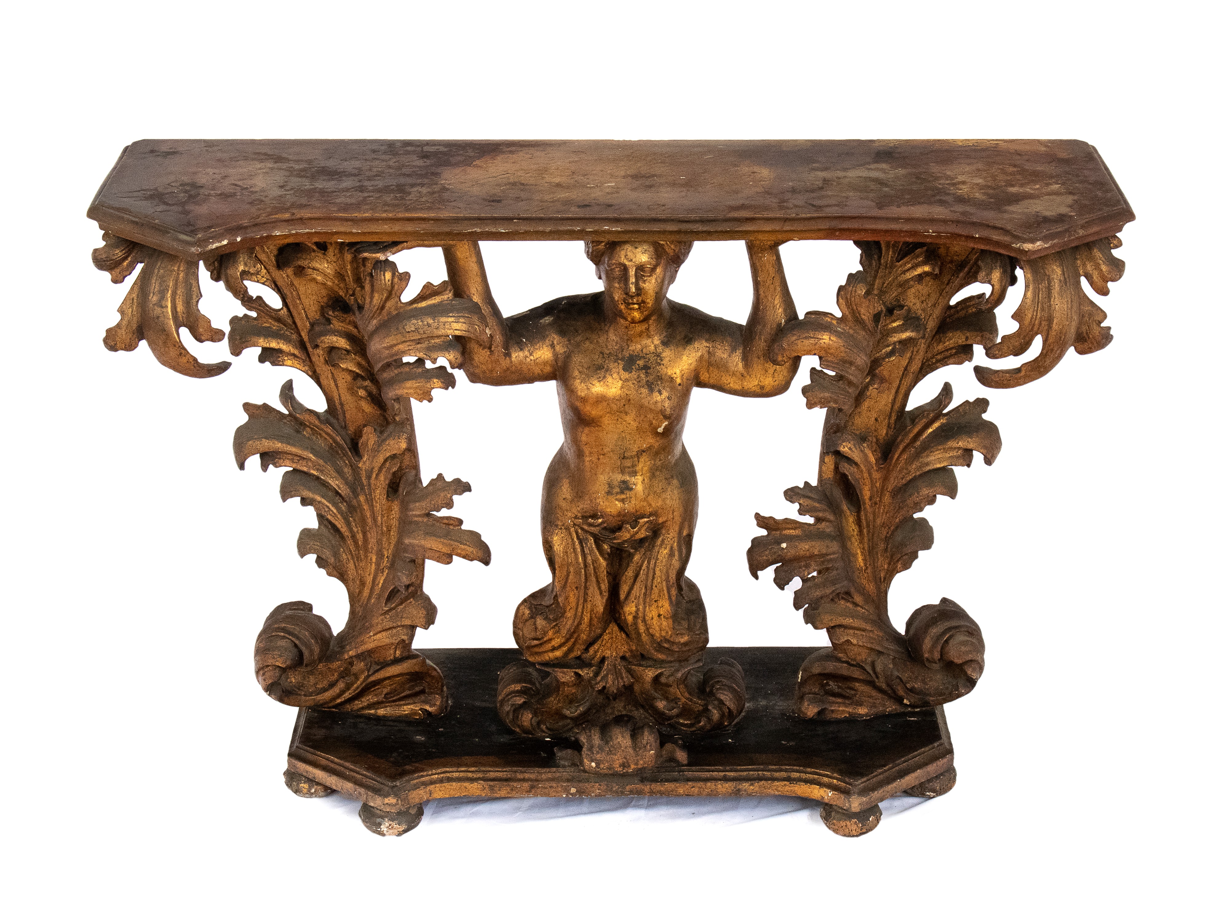 Consolle Luigi XVI Italiana in Legno Dorato