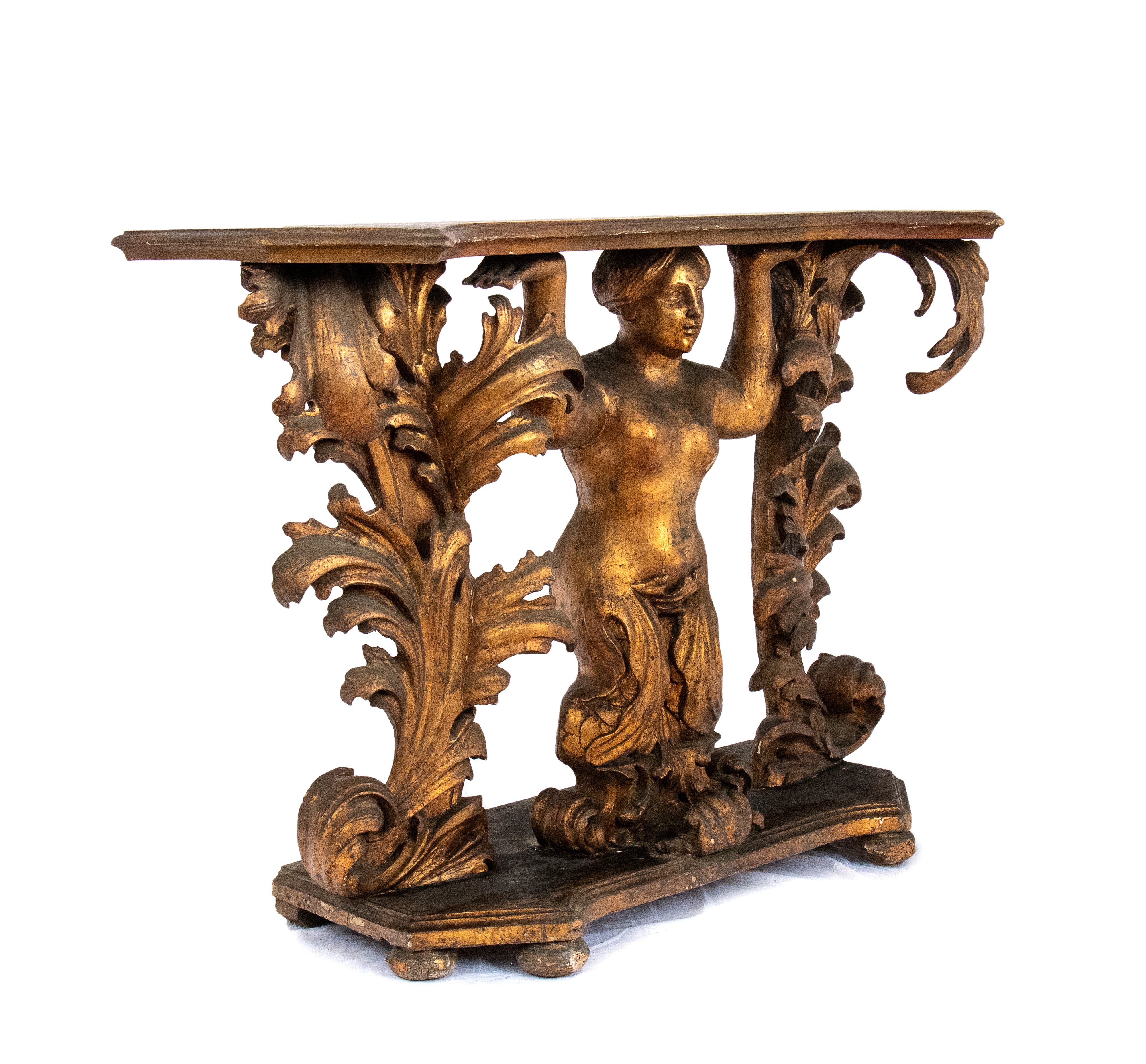 Consolle Luigi XVI Italiana in Legno Dorato