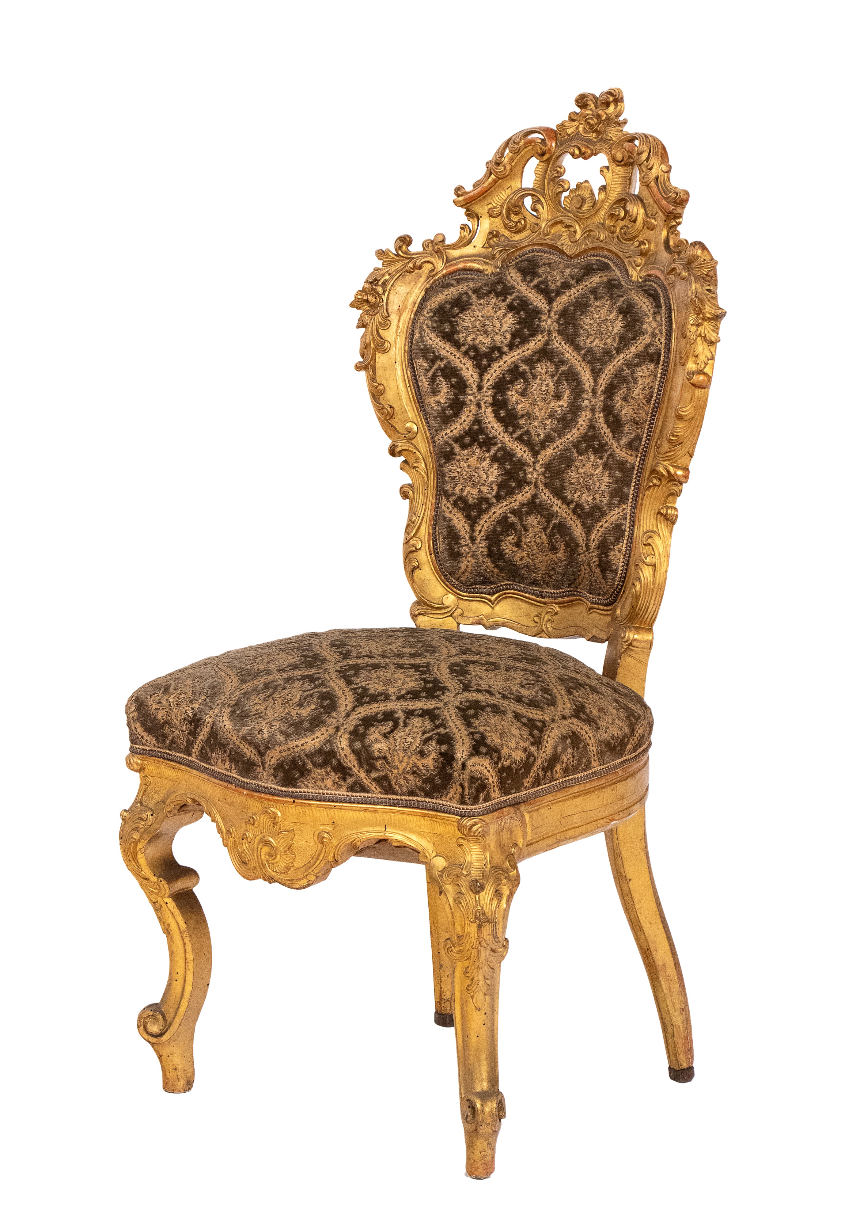 Gruppo di sei sedie Luigi XVI italiane dorate