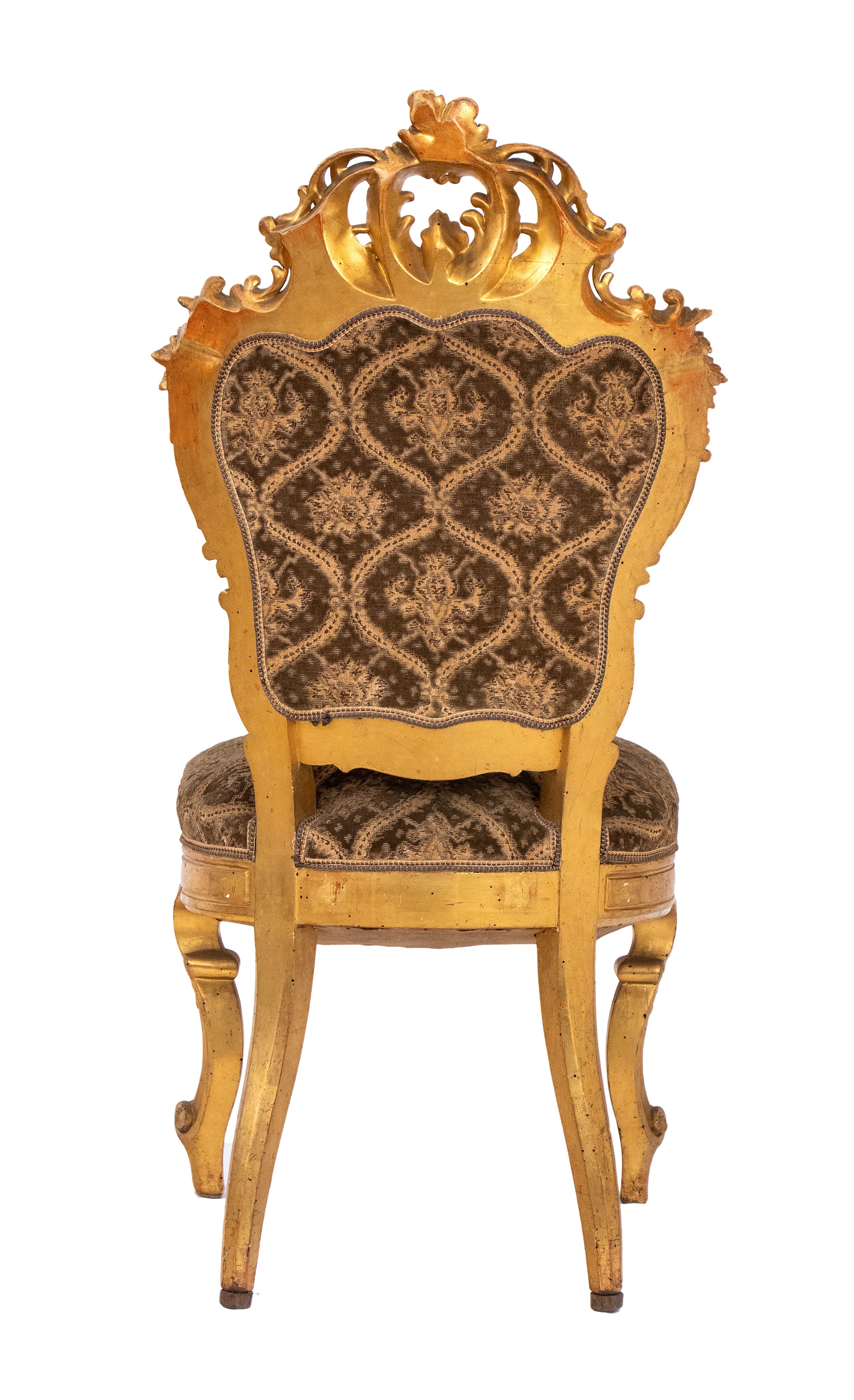 Gruppo di sei sedie Luigi XVI italiane dorate