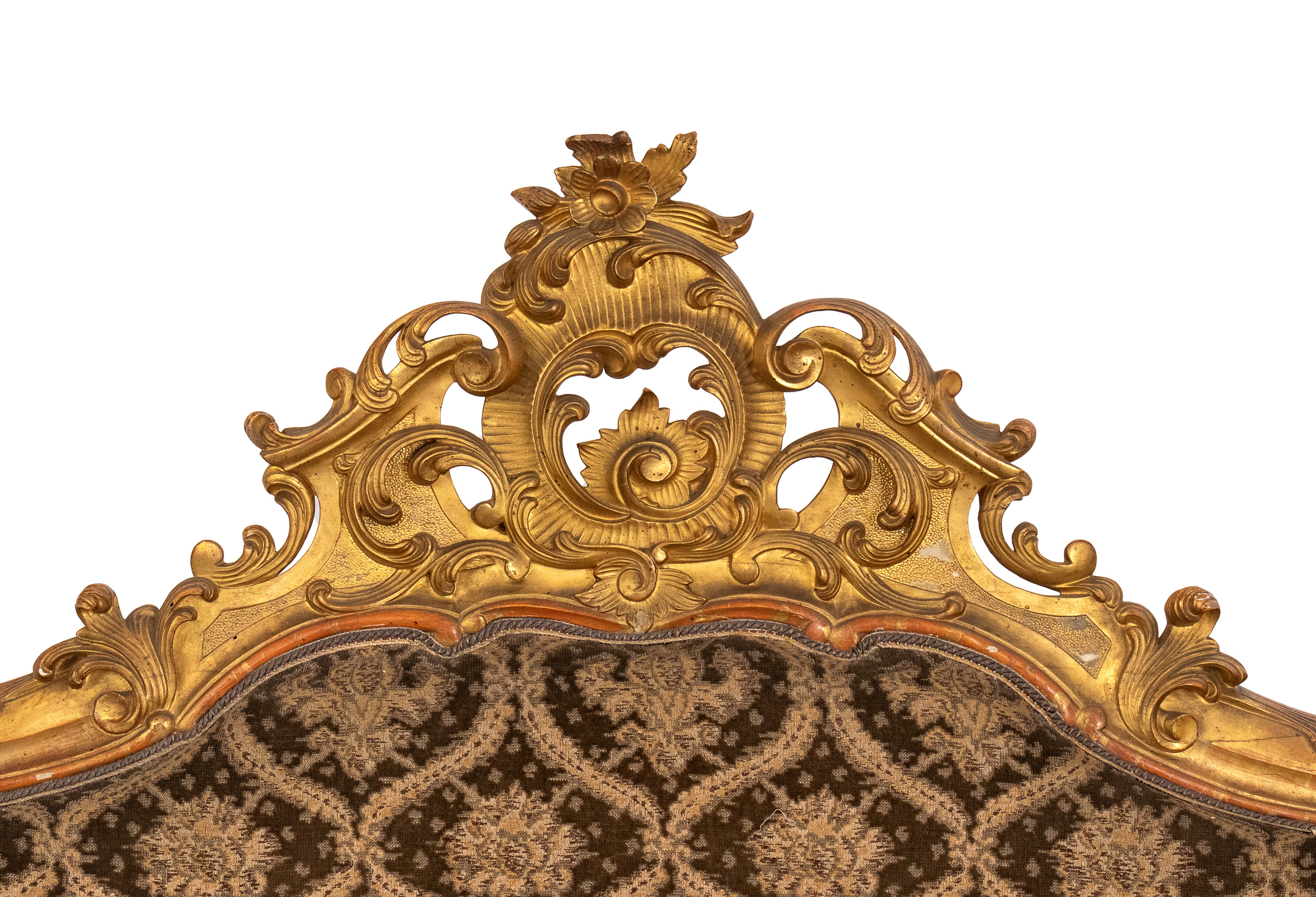 Divano dorato Luigi XVI italiano con poggiapiedi