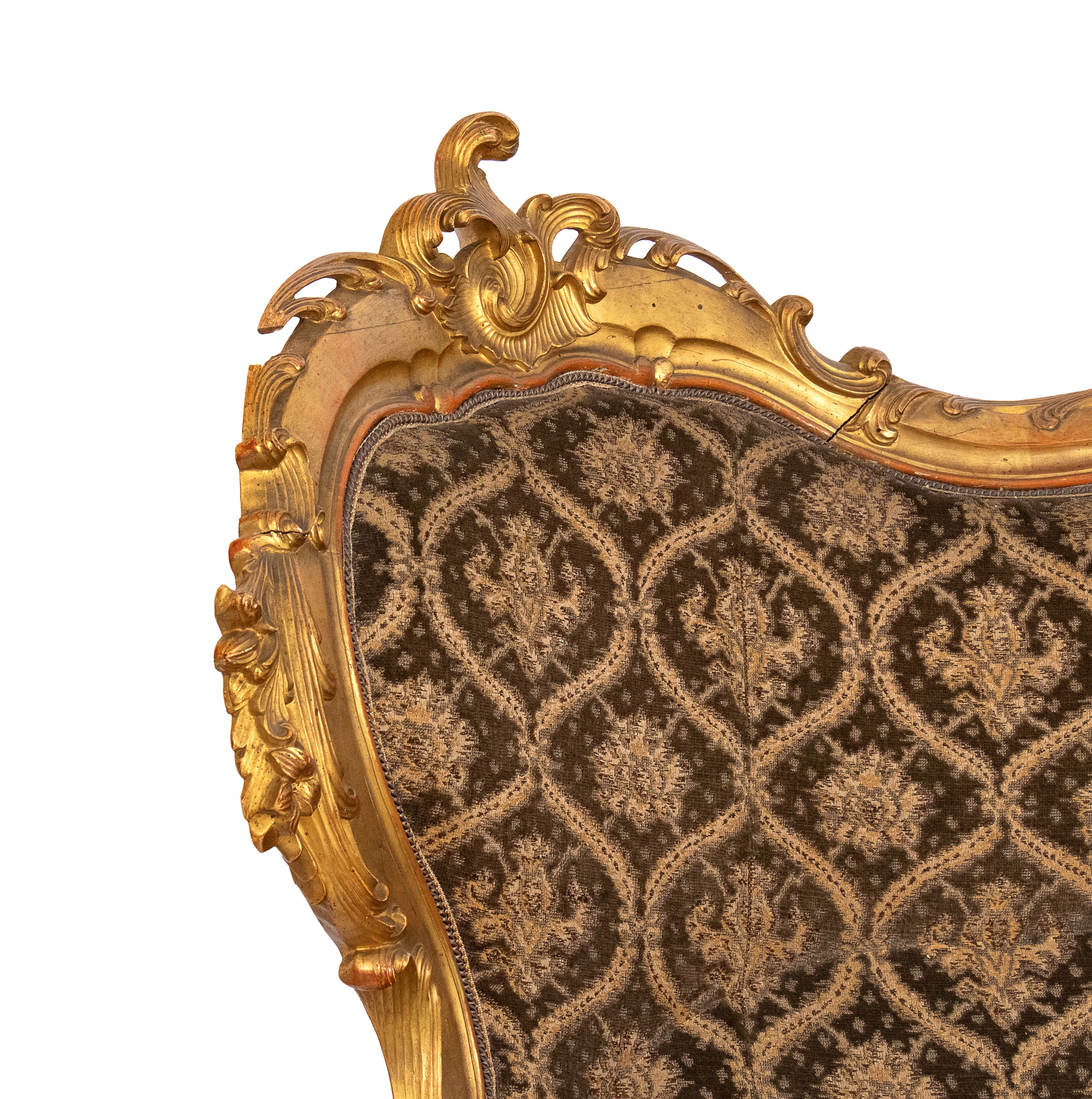 Divano dorato Luigi XVI italiano con poggiapiedi