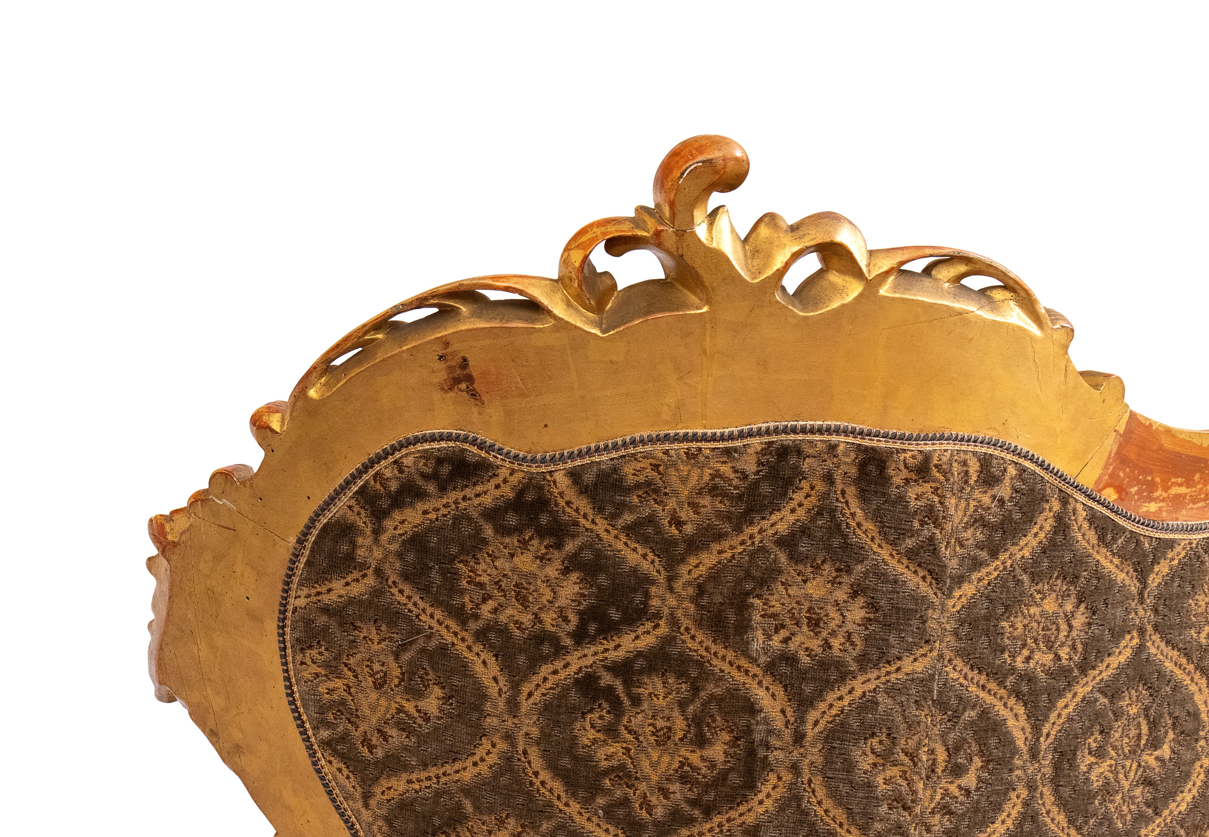 Divano dorato Luigi XVI italiano con poggiapiedi