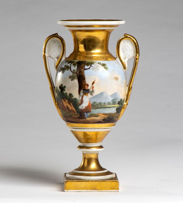 French Empire painted porcelain vase