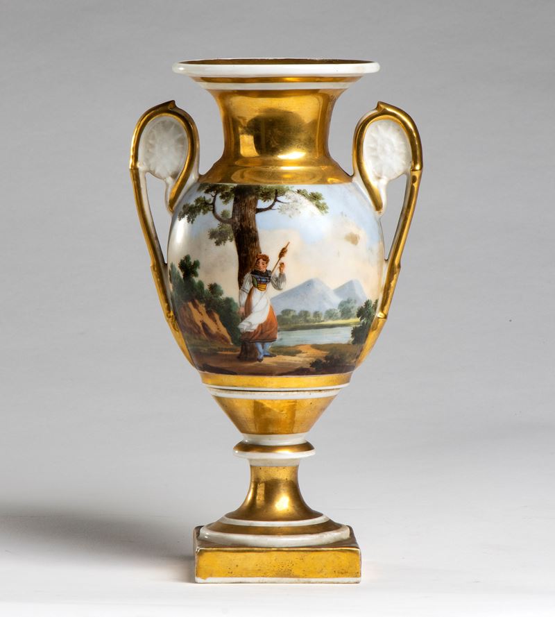 Vaso Impero Francese in Porcellana Dipinta
