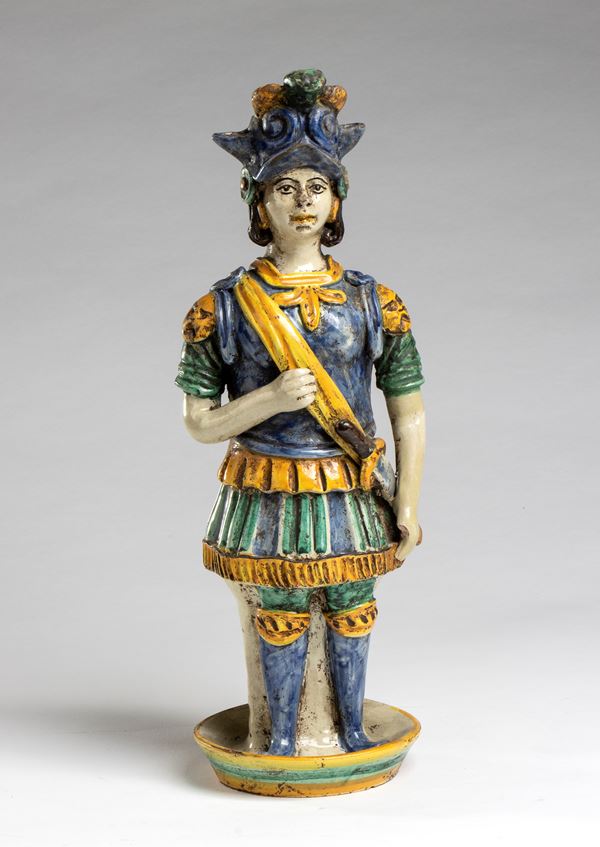 Caltagirone majolica oil lamp 