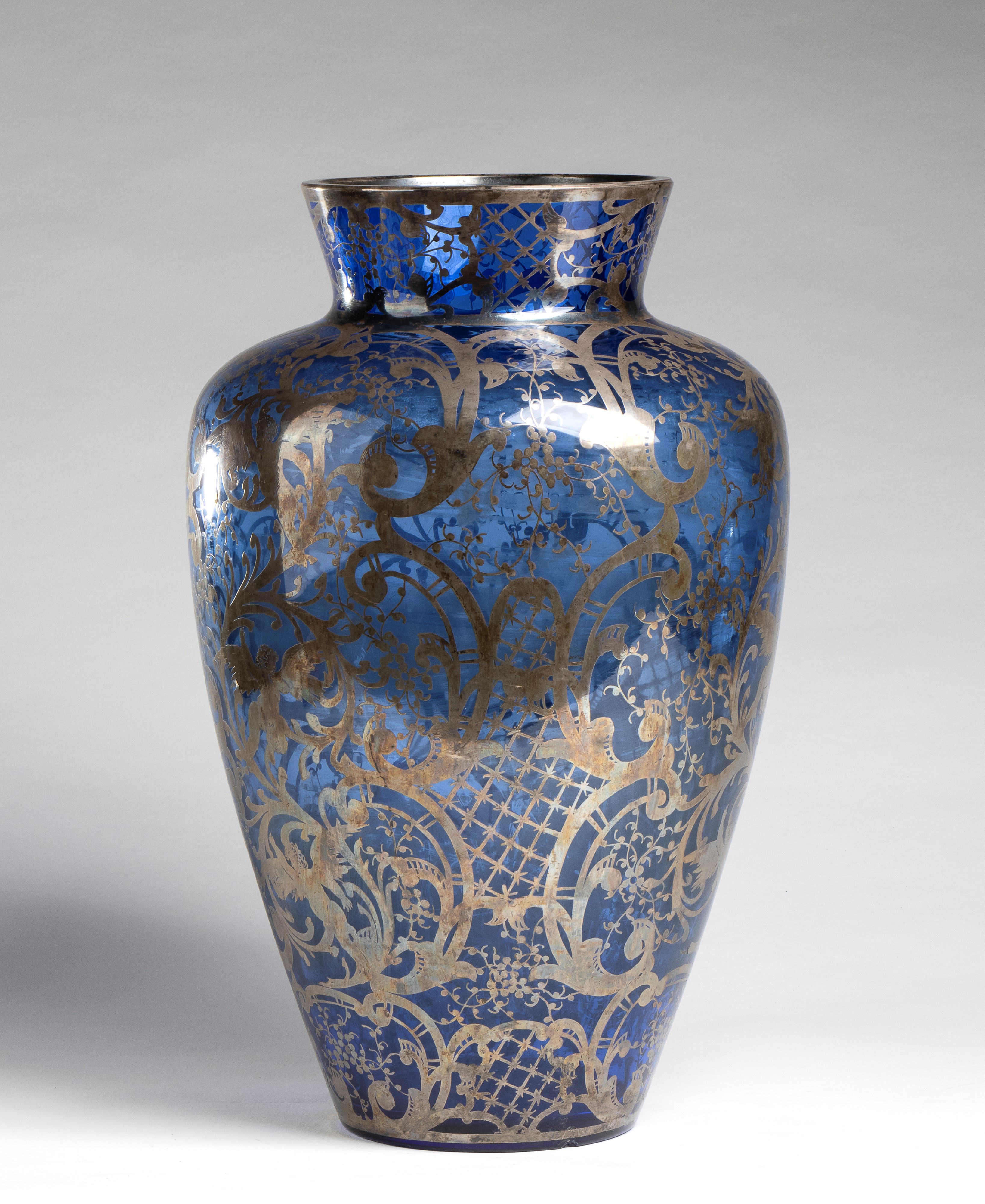 Vaso in Vetro Blu e Argento