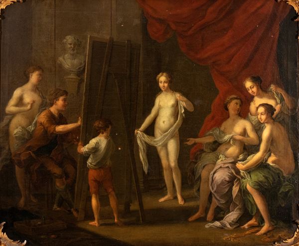 Artista fiammingo, XVIII secolo - The painter's studio