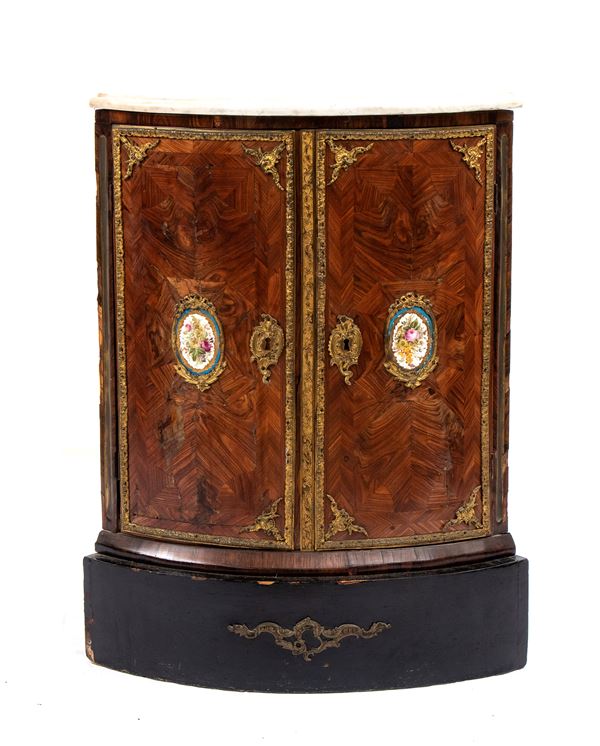 French Napoleon III corner cabinet in purple ebony 