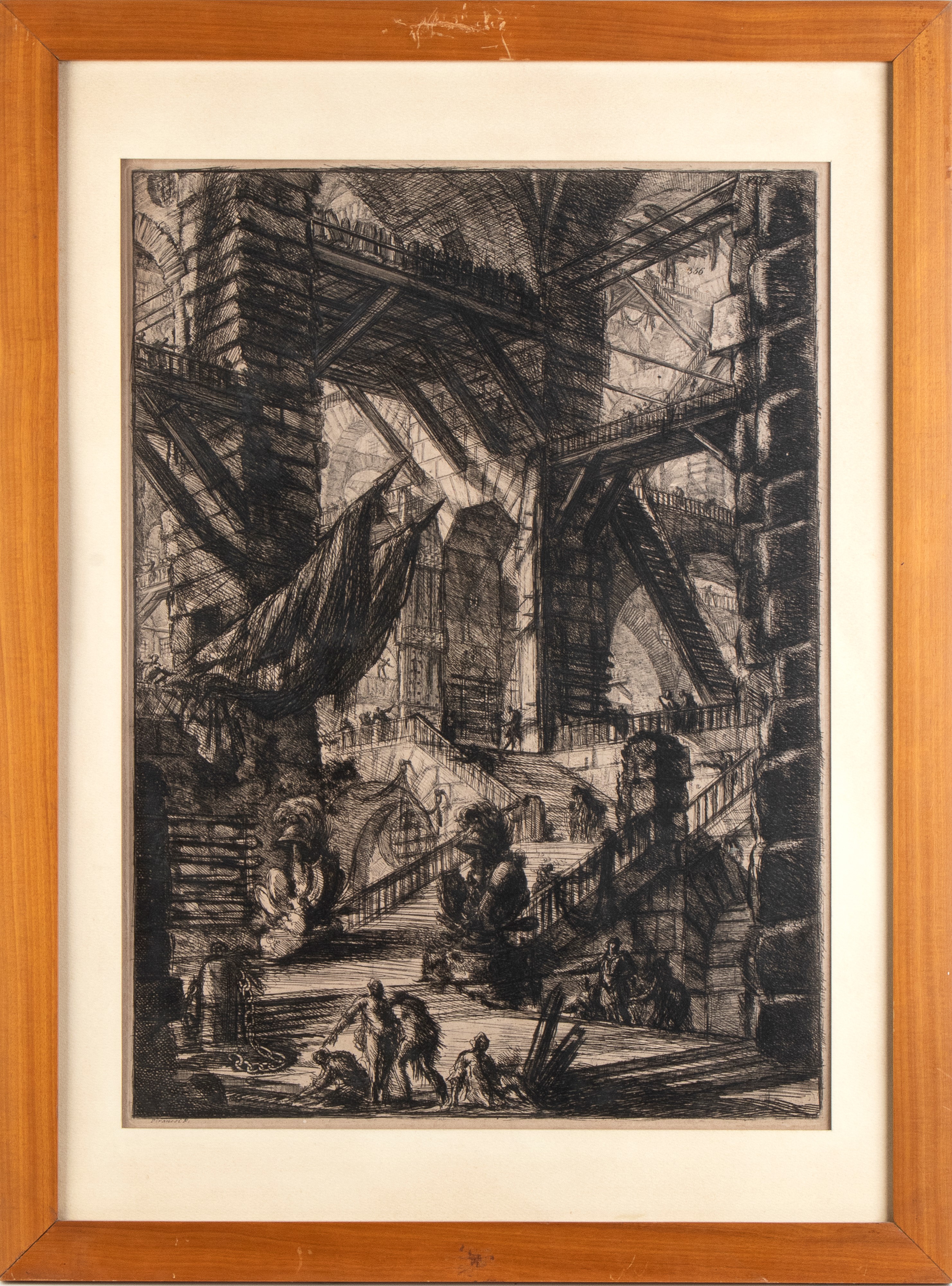 Giovanni Battista Piranesi - Scalone con Trofei e Due Bandiere, dalla Serie "carceri"