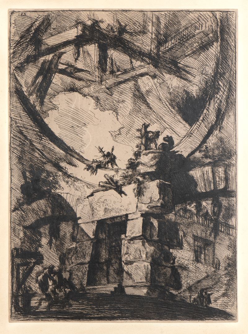 Giovanni Battista Piranesi - Porta Ciclopica Sormontata da Ruota, dalla Serie "carceri"