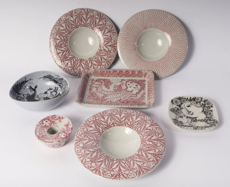 Bjorn Wiinblad - Lotto di Sette Pezzi in Ceramica