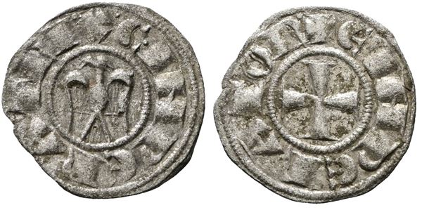 MESSINA. REGNO DI SICILIA. Enrico VI e Costanza. Denaro Svevo. MIR 55. MI; 0,79gr.
