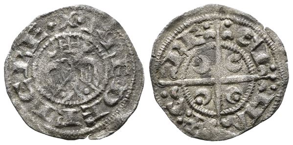 MESSINA. REGNO DI SICILIA. Federico II Re (1209-1220). Denaro Matrimonio con Costanza. Spahr 86. MI; 0,58gr. Raro