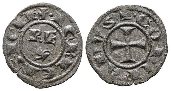 MESSINA. REGNO DI SICILIA. Corrado I (1250 - 1254).Denaro con REX .Spahr 156. MI; 0,50gr.