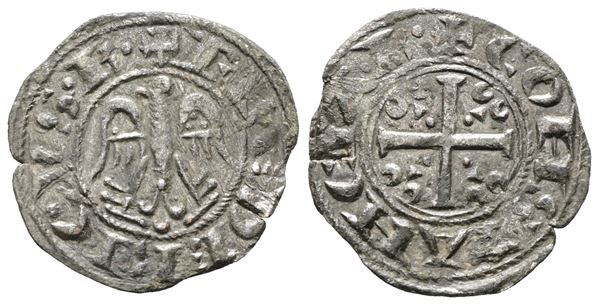 MESSINA. REGNO DI SICILIA. Federico II Re (1209-1220). Denaro Matrimonio con Costanza con Fiordalisi. MIR 83. MI; 0,70gr.