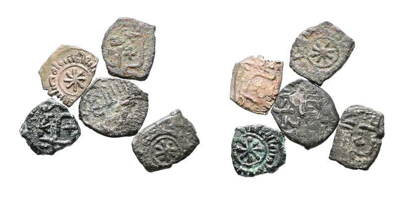 Monete Normanne del Regno di Sicilia, Lotto di 5 kharruba