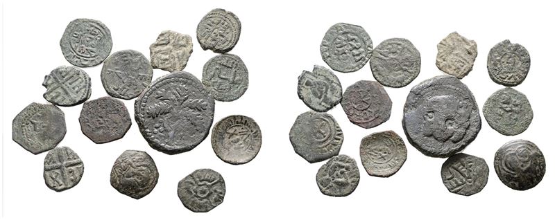 Messina. Regno di Sicilia. Lotto di 13 Monete Normanne. Date, Nominali, Conservazioni e Metalli V...