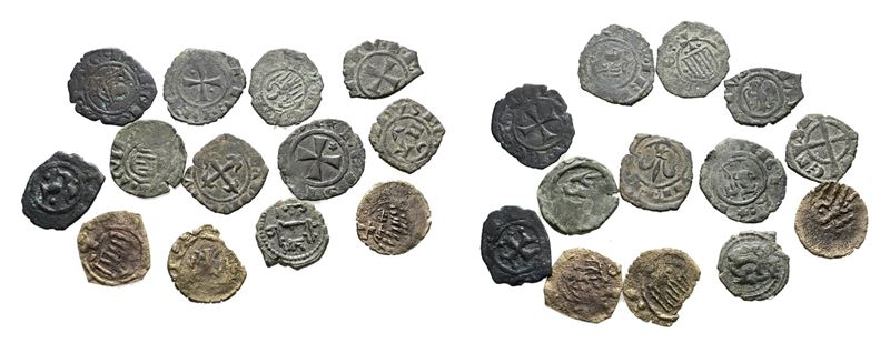 Messina. Regno di Sicilia. Lotto di 13 Monete Normanne, Sveve, Angioine, Aragonesi