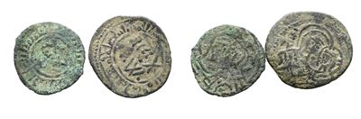 Guglielmo I, Lotto di 2 monete Follaro piatto, Regno di Sicilia (1155-1156)