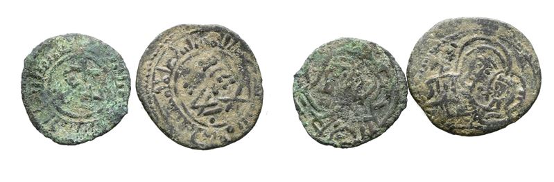 Guglielmo I, Lotto di 2 monete Follaro piatto, Regno di Sicilia (1155-1156)