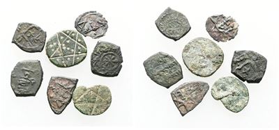 Normanni, Lotto composto da 7 monete Kharrub del Regno di Sicilia