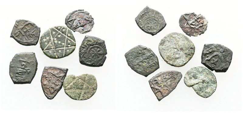 Normanni, Lotto composto da 7 monete Kharrub del Regno di Sicilia