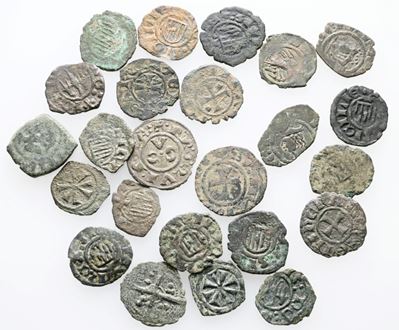 Messina. Regno di Sicilia. Lotto di 24 Monete Medievali. Date, Nominali, Conservazioni e Metalli ...