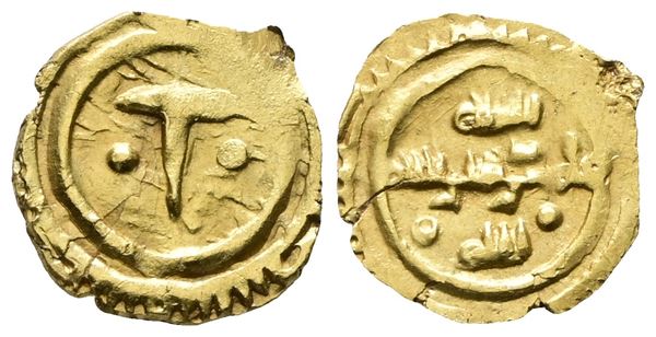 MESSINA. REGNO DI SICILIA. Ruggero I (1072-1101). Tarì. Spahr 3-4. Au; 0,76gr.