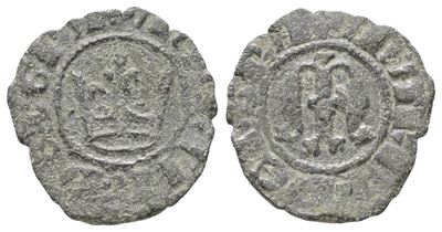 Messina. Regno di Sicilia. Maria e Martino (1396-1402). Denaro. Mir 217. Mi; 0,36gr. Nc