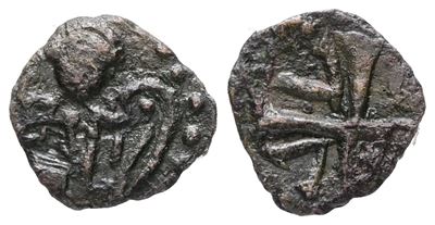 Salerno. Guglielmo i (1154-1166). Follaro/frazione. Cappelli 181. Cu; 0,47gr.