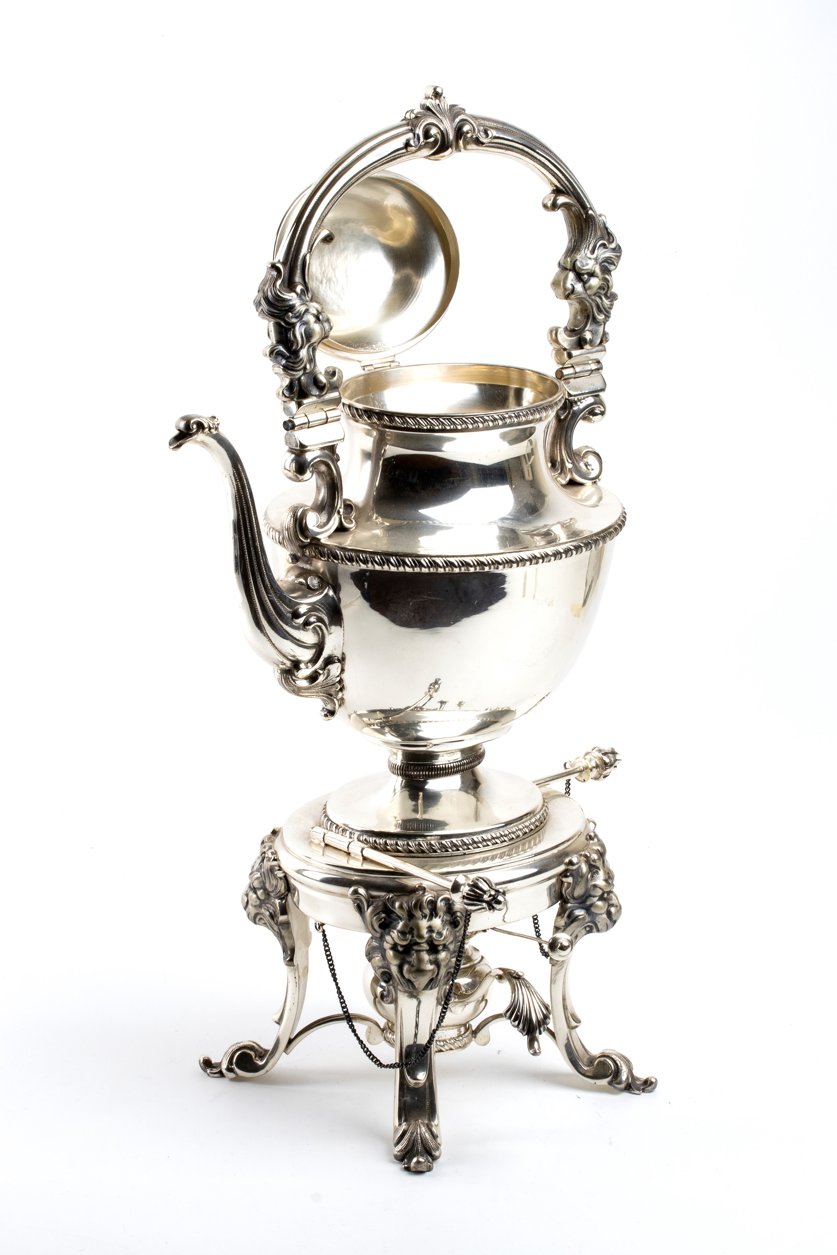 Samovar italiano in argento, argento 800/1000 (punzone “800”), XX secolo