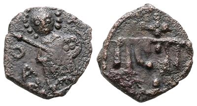 Bari. Ruggero II, 1127-1154, Follaro - Lombardi 11 Classe B. Cu; 1,09gr.