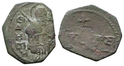 Bari. Ruggero II, Follaro con San Demetrio. Cu; 1,07gr.