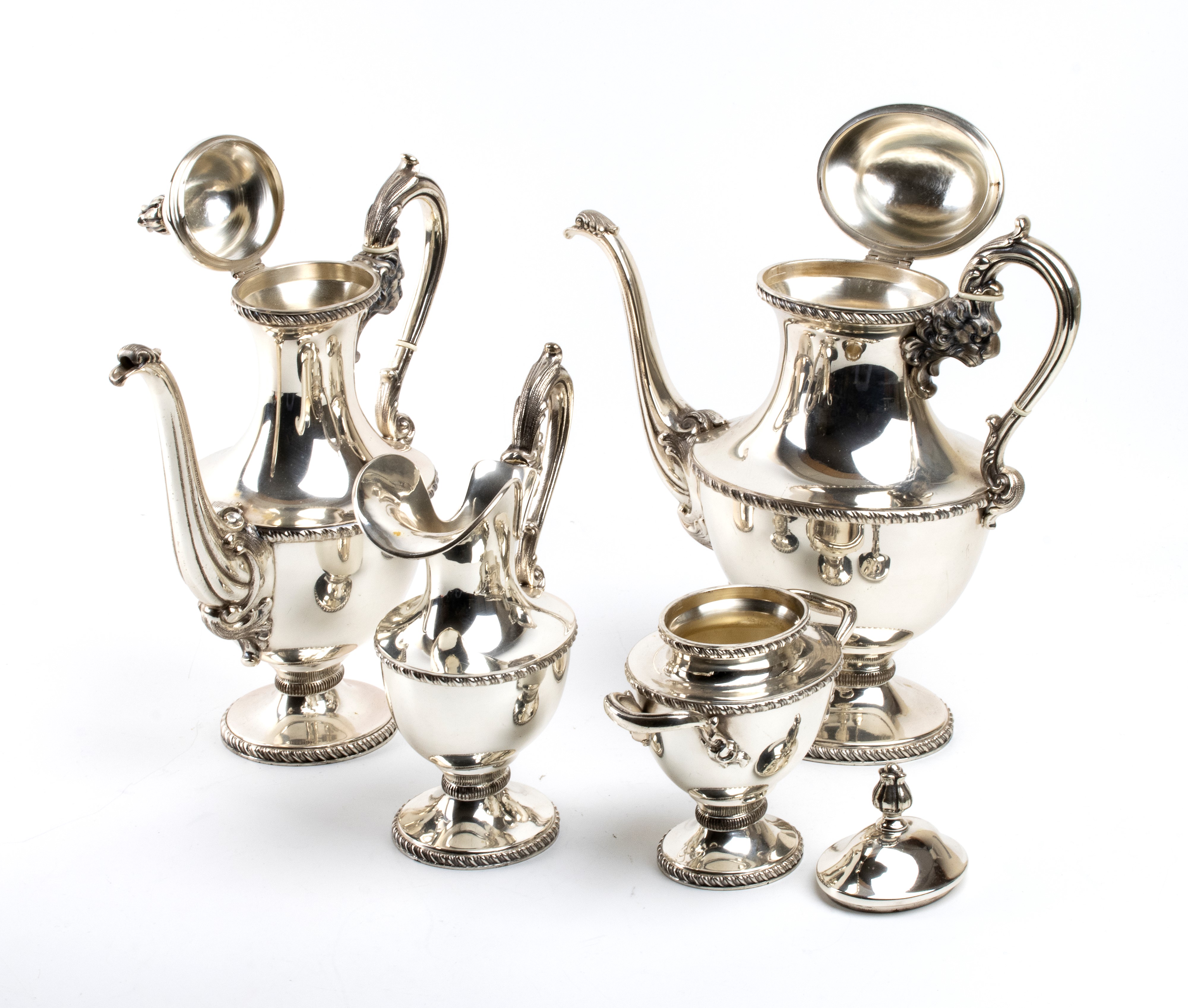 Fabbrica Argenteria F.lli Borzoni, Servizio da tè e caffè in argento 800 (Vercelli, XX secolo)