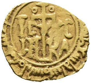 Messina. Regno di Sicilia. Guglielmo I. Tarì per L'incoronazione. Marsu 549 H; Au; 0.95gr; Rrr