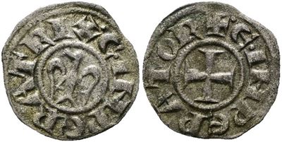 Messina. Regno di Sicilia. Enrico e Costanza (1194-1196). Denaro. Mir 55; Mi; 0,85gr