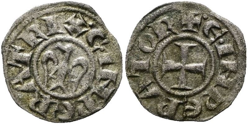 Messina. Regno di Sicilia. Enrico e Costanza (1194-1196). Denaro. Mir 55; Mi; 0,85gr