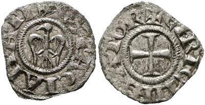 Messina. Regno di Sicilia. Enrico e Costanza (1194-1196). Denaro. Mir 55; Mi; 0,65gr