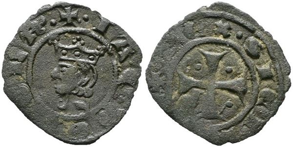 MESSINA. REGNO DI SICILIA. Giacomo d'Aragona (1285-1296). Denaro. Mir 182; Mi; 0,60gr