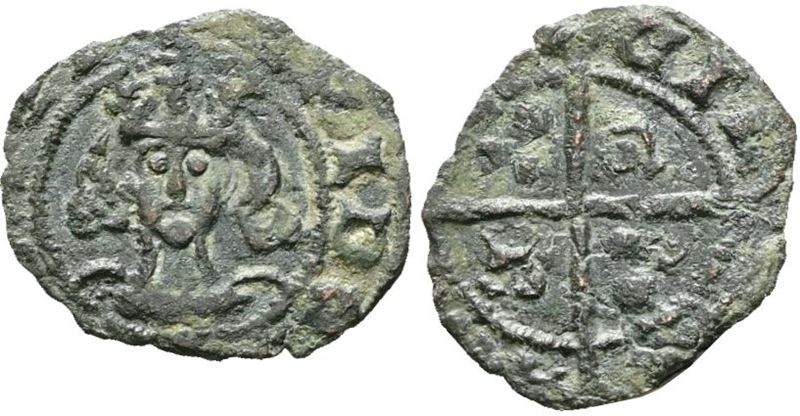 Sciacca. Regno di Sicilia. Federico IV D'aragona (1355-1377). Denaro. Mir 659; Cu; 0,50gr