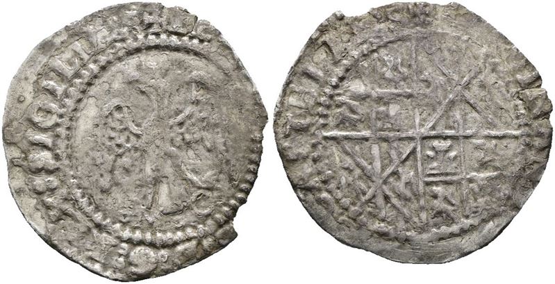 Messina. Regno di Sicilia. Ferdinando il Cattolico (1479-1516) Mezzo Tarì MC. Mir; 252/2; Ag; 1,6...