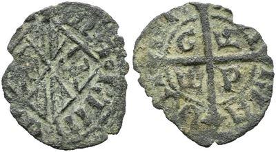 Messina. Regno di Sicilia. Maria e Martino (1392-1402). Denaro Gp; Mir 219; Spahr 8; Cu; 0,4gr