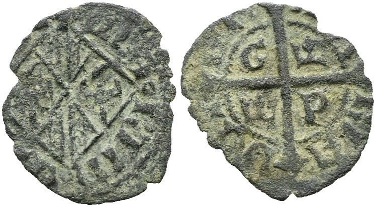 Messina. Regno di Sicilia. Maria e Martino (1392-1402). Denaro Gp; Mir 219; Spahr 8; Cu; 0,4gr