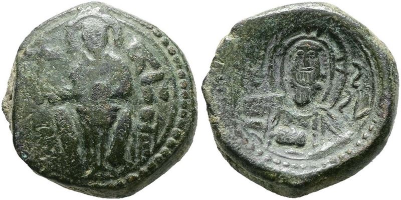 Messina. Regno di Sicilia. Ruggero II (1105-1154). Doppio Follaro. Mir16; Cu; 8,17gr; Raro