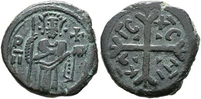 Messina. Regno di Sicilia. Ruggero II (1105-1154). Follaro. Mir 20; Cu; 5gr; Raro
