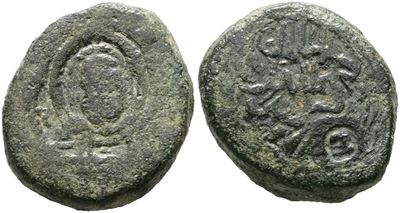 Messina. Regno di Sicilia. Ruggero II (1105-1154). Doppio Follaro. Mir16; Cu; 7,20gr; Contromarca...