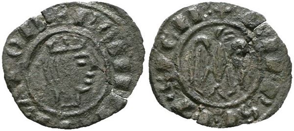 MESSINA. REGNO DI SICILIA. Federico II (1197-1250). Mezzo denaro (1243). Mir 113; 0,35gr; RR